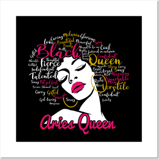 Aries Queen Funny Birthday Gift for Black Women Girl Posters and Art